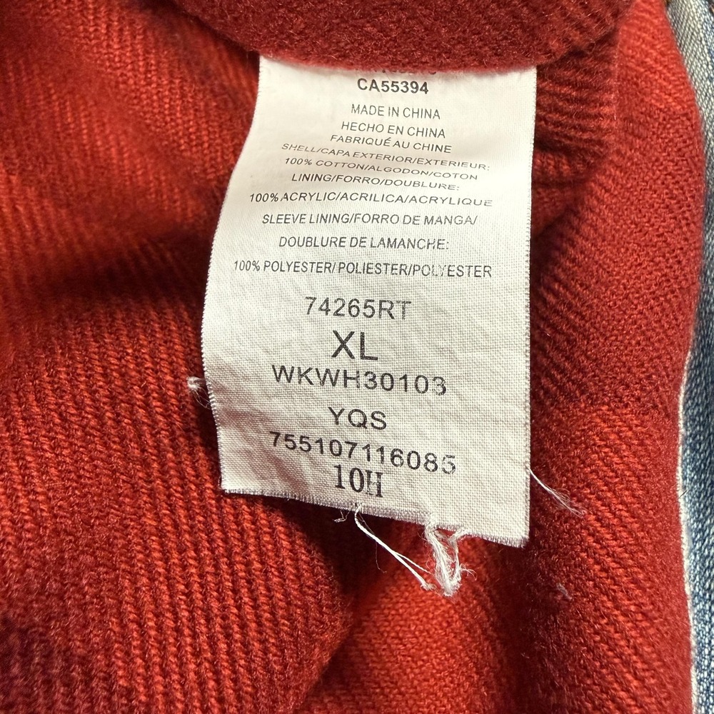 Wrangler Jacket Mens XL Blue Denim Corduroy Collar Lined Western Ranch Coat - Picture 4 of 13